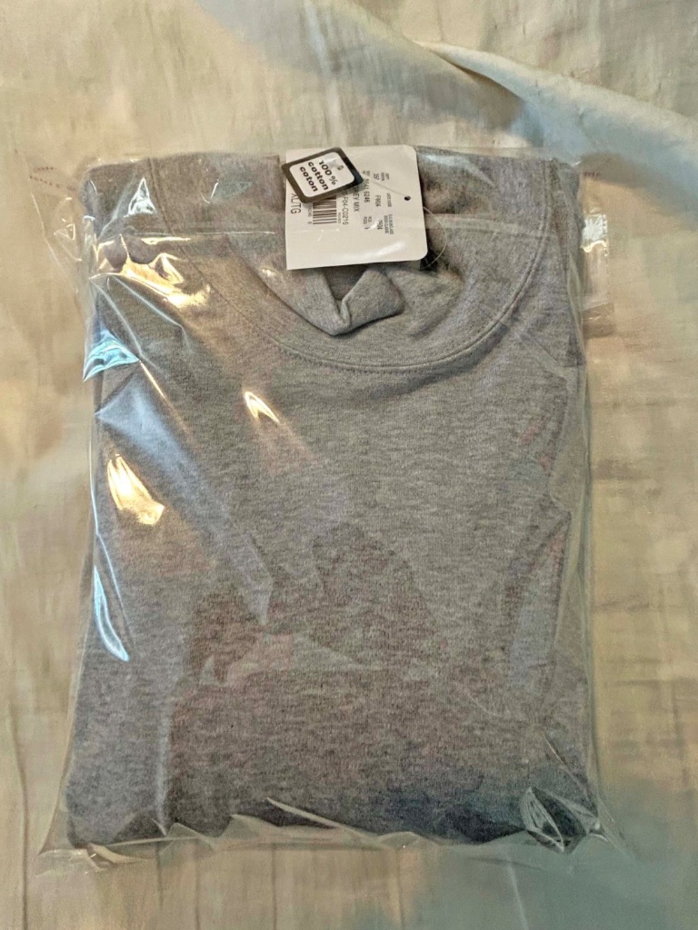 T-SHIRT, MOCK NECK, GREY, SIZE XL, LONG SLEEVES, 100% COTTON, SIDE SLITS, - Picture 9 of 12